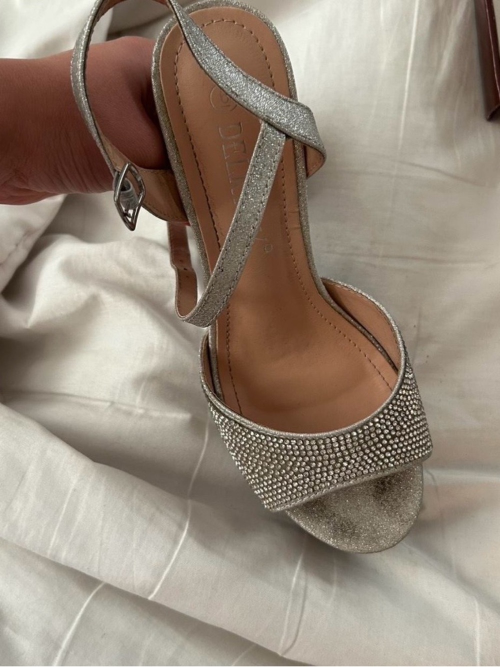 Delicacy Silver Rhinestone Platform Heels - Picture 4 of 5